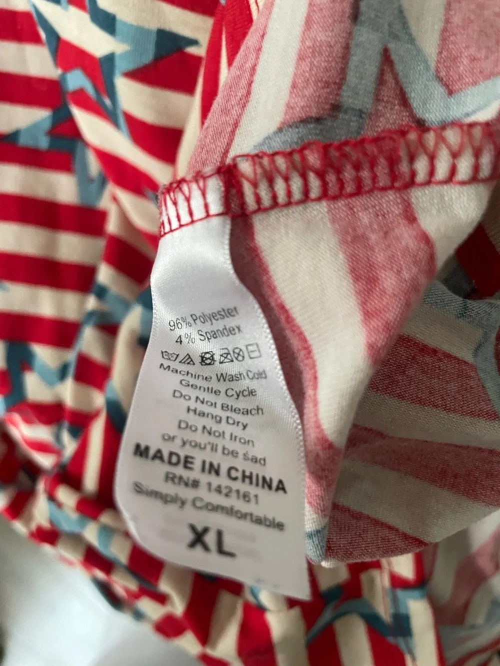 LuLaRoe Red and Navy Striped Star-Print Maxi Dress EUC - Picture 4 of 5